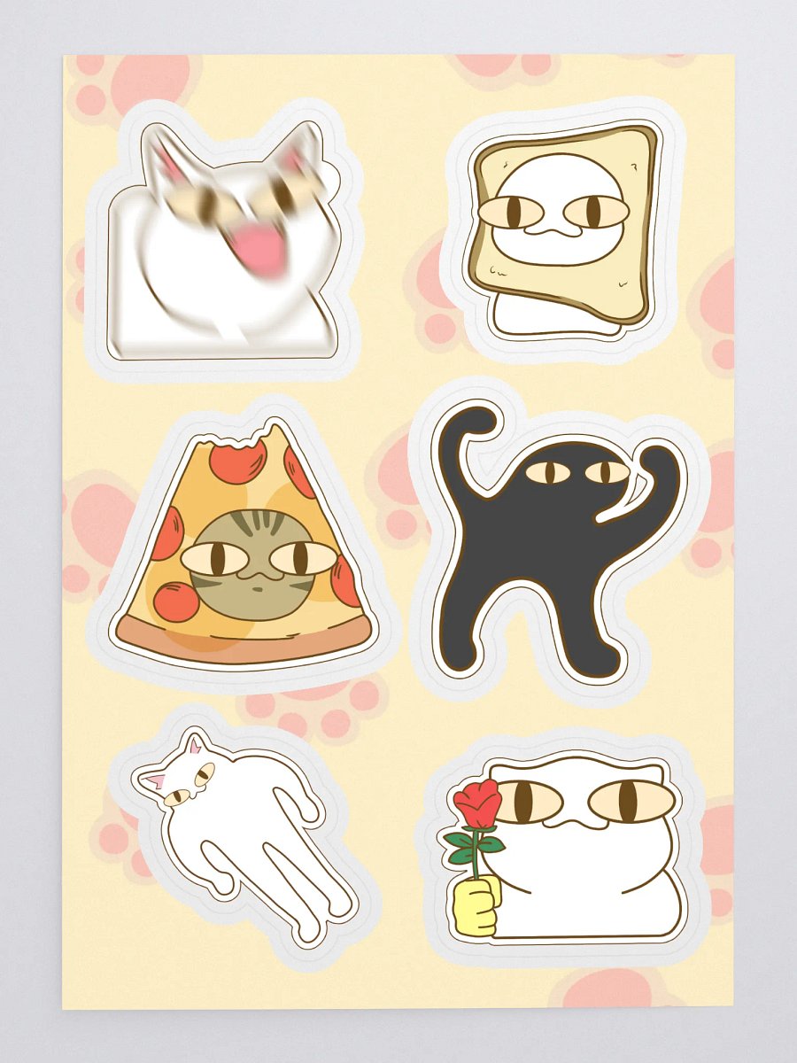 Whimsical Cat meme Sticker Sheet 1 (Kiss cut sticker) product image (3)