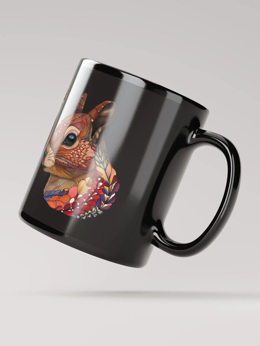 Folk Art Style Wolf, Owl, and Squirrel Wildlife Glossy Mug product image (2)