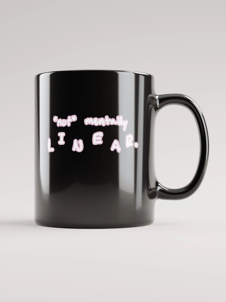 *not* mentally linear (lined design, #E1B9CE) glossy black mug product image (11)