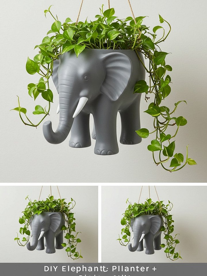 DIY Elephant Hanging Planter – Printable Guide  product image (1)