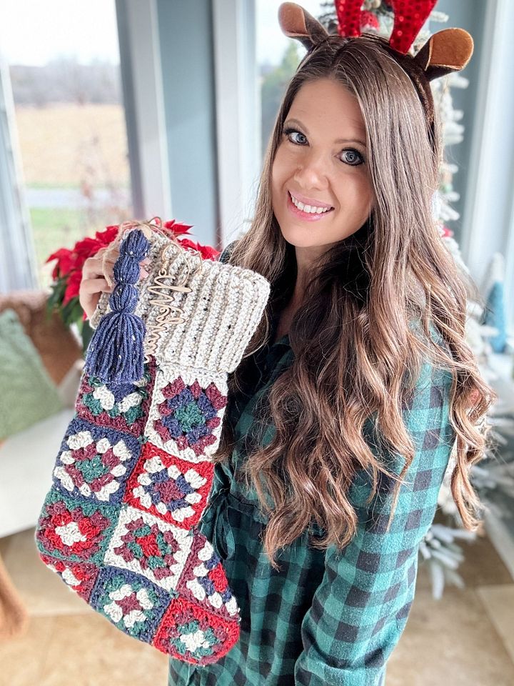 Granny Square Stocking Crochet Pattern product image (2)