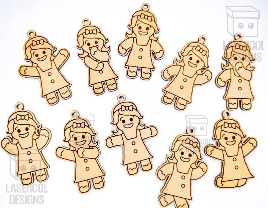 Gingerbread Cookies Christmas Ornaments Set 2 - Laser Cut Files product image (2)