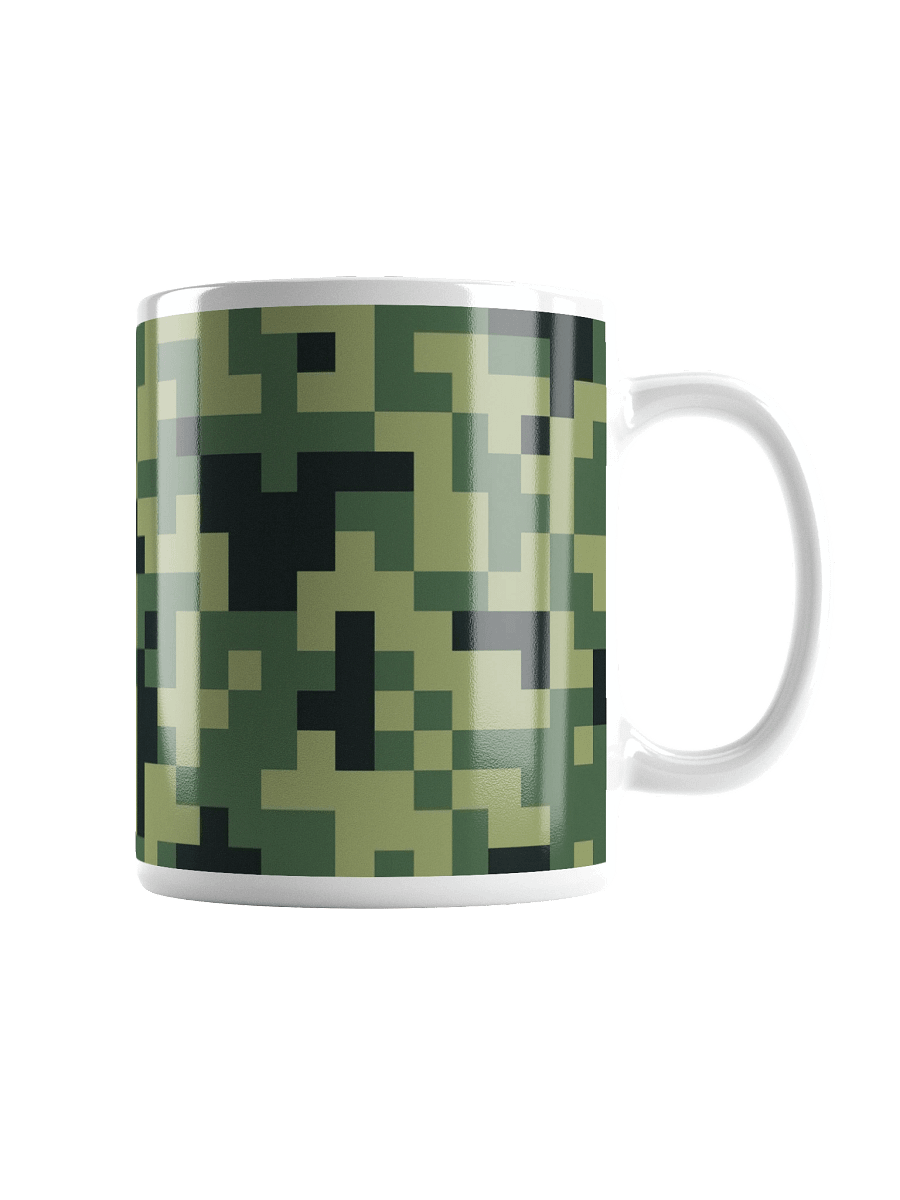Military Green Camouflage Pixels Camo Pattern White Glossy Coffee Mug product image (2)