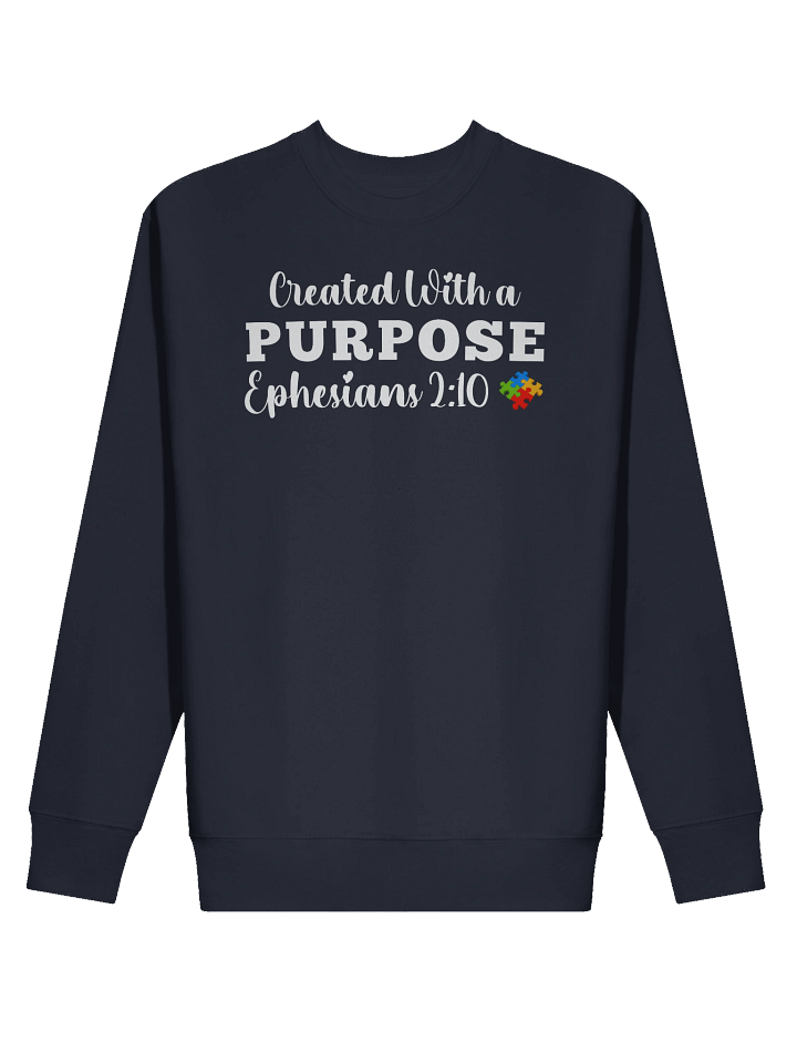 Created With A Purpose : Heritage Sweatshirt Colors | Christian Faith | Autism Acceptance I Gift To Mom, Dad, Child With Autism product image (2)