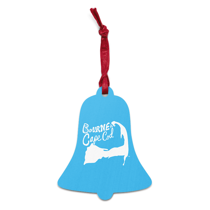 BOURNE to Cape Cod™ | Wooden Holiday Ornament | Double-Sided Coastal Keepsake | with BRN.2C.C.™ Logo on Back | White Logos on Deep Sky Blue product image (1)