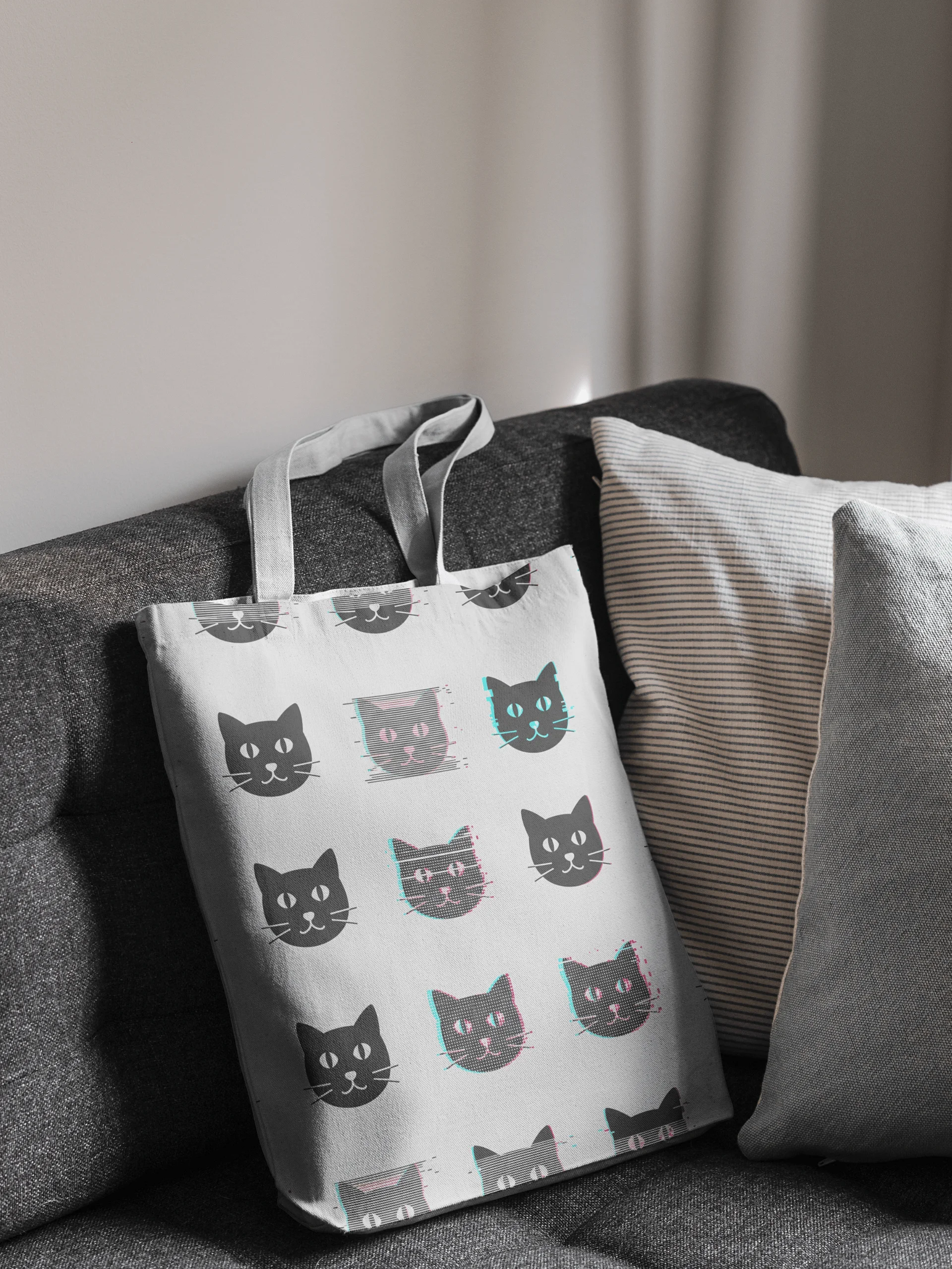 Glitch Kitties Tote Bag | All-Over Print Design | The Drip District product image (1)