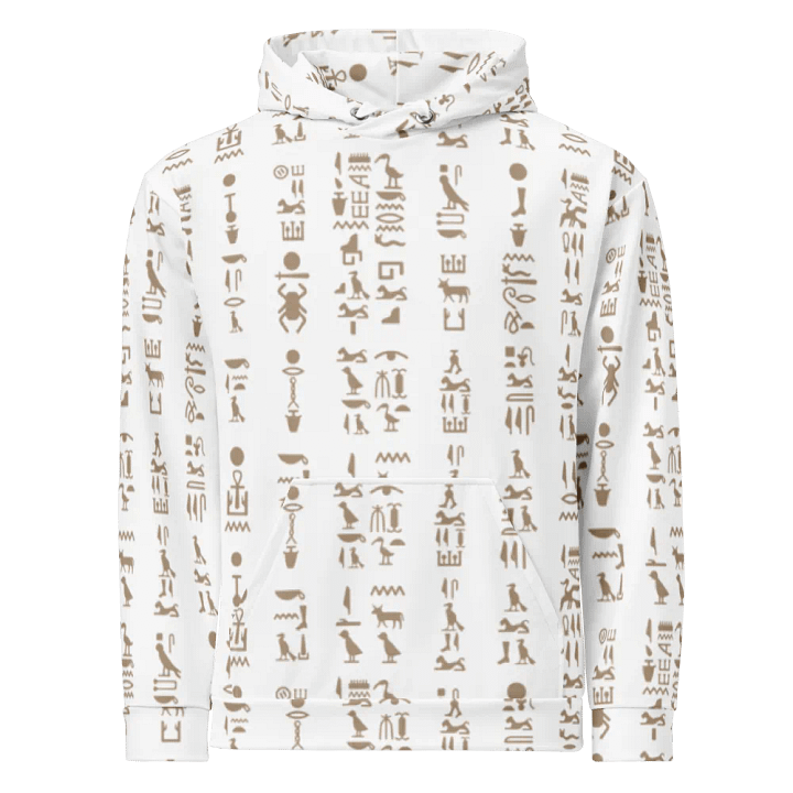 Isis White Hieroglyphs Detail Unisex Hoodie product image (1)