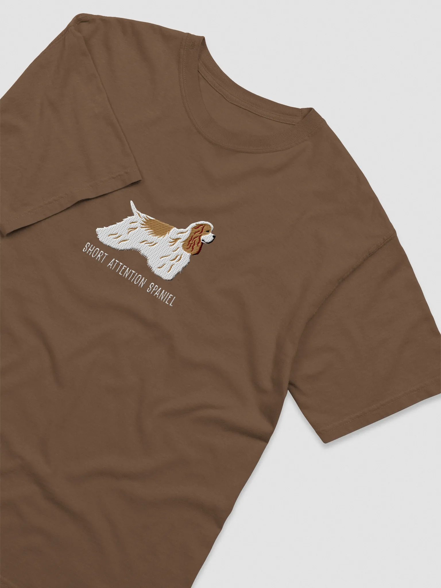 Short Attention Spaniel T-Shirt(Embroidered) of an American Cocker Spaniel(Brown & White) product image (6)