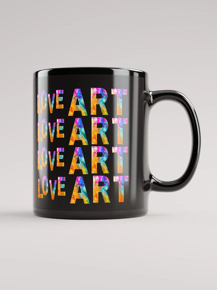Trendy Black coffee mug for the artist in your family. Creative design ‘LOVE ART’ Perfect gift for artist friend, mom dad. product image (2)