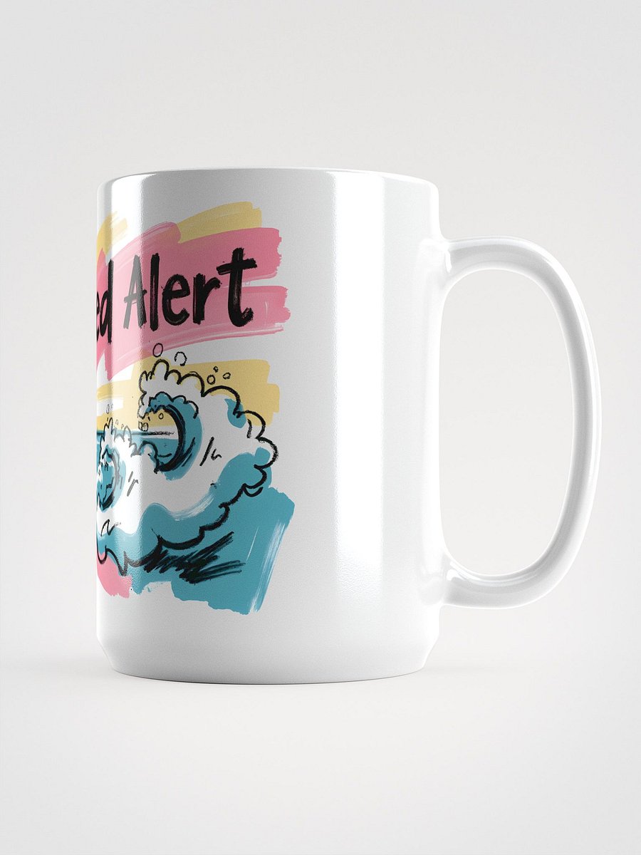 Red Alert Beach Art Print – Sunset Danger Warning Glossy Mug product image (2)