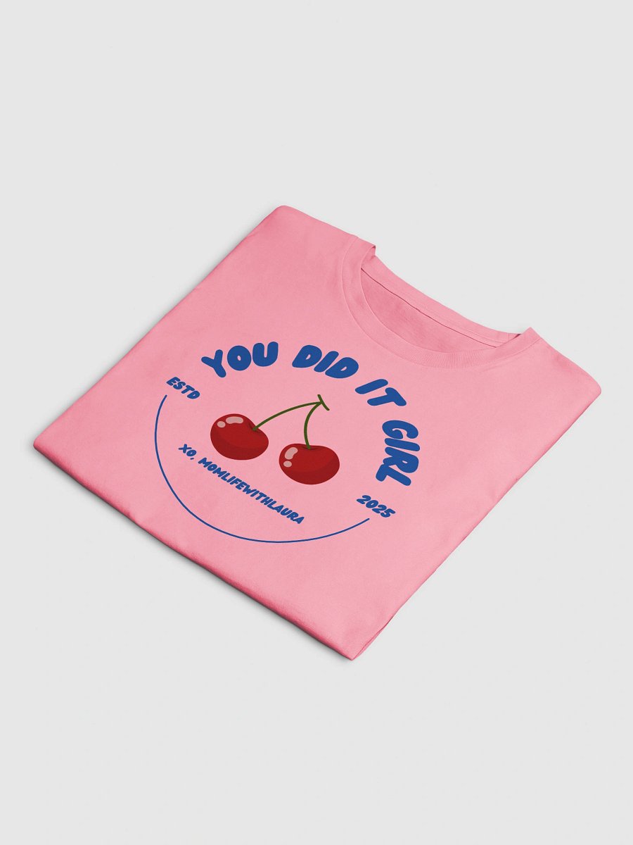 You Did it Girl Cherries Cropped Tee - Blue/Pink product image (4)