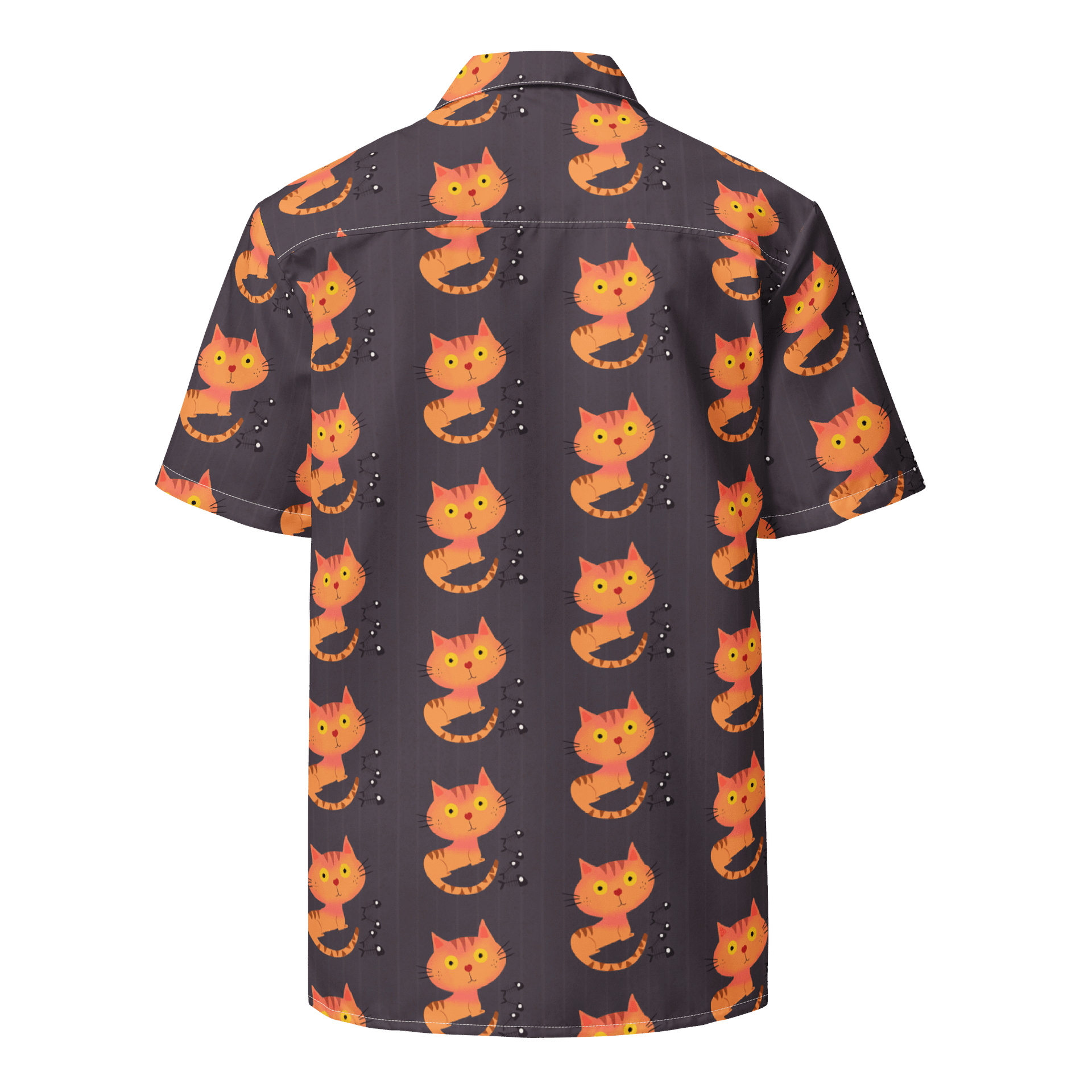 Feasting Ginger Kitty Button-Down Hawaiian Shirt - Charcoal product image (2)
