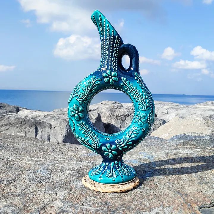 Handcrafted Ceramic Jug/decanter, Turkish style, Hittite wine jar – Unique Artisanal Pitcher for Rustic Home Decor product image (1)
