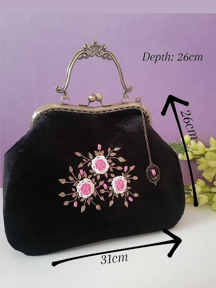 Velvet Pink and white handbag product image (1)