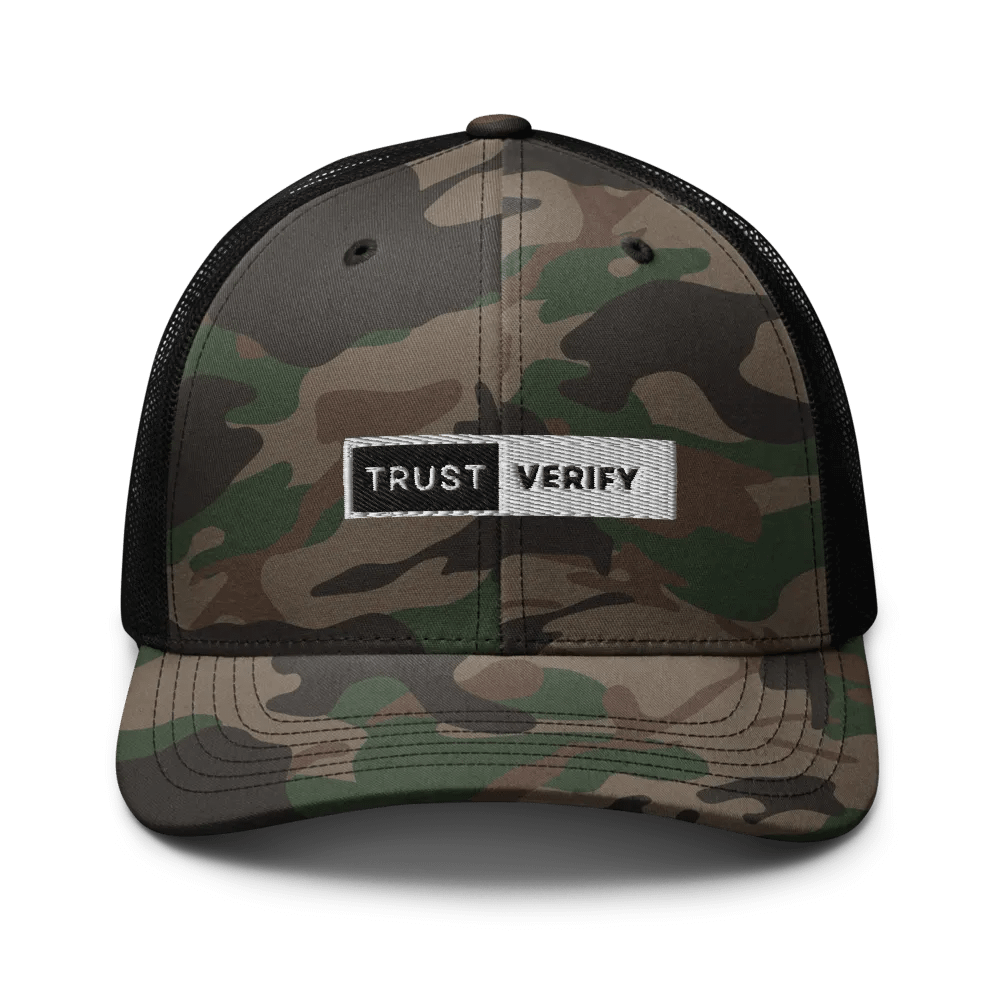 Trust & Verify Camo Trucker Hat product image (1)