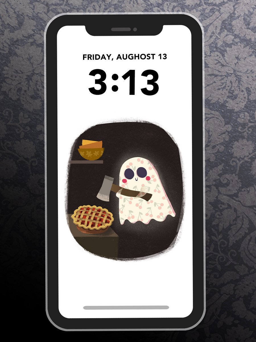 Little Ghost Cherry Pie - Digital Wallpaper for Mobile Phone product image (1)
