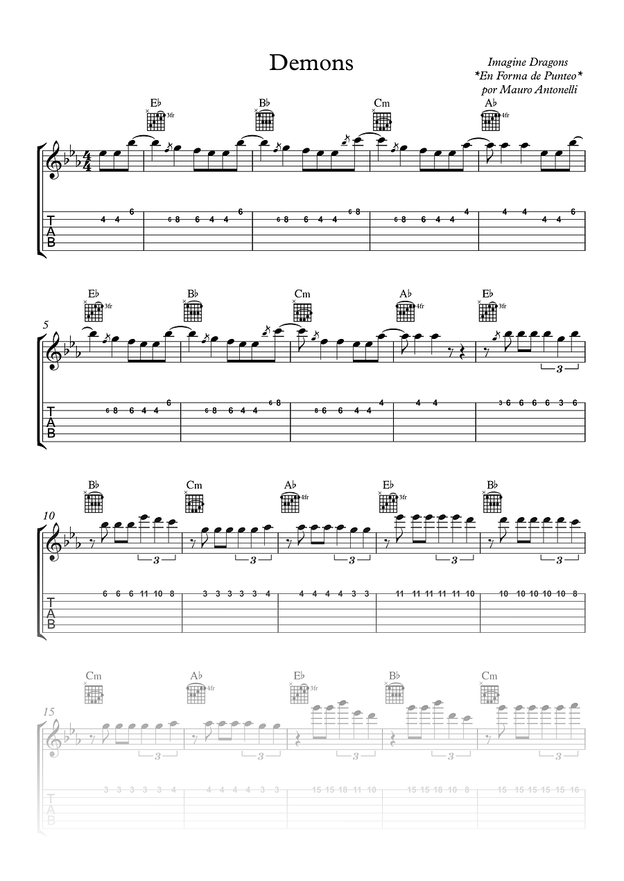 Demons - Partitura + Tabs + Acordes + Pista product image (1)