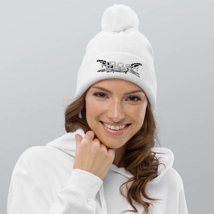 Beechfield Pom-Pom Beanie - Embroidered - White HApex Gear White Logo product image (1)