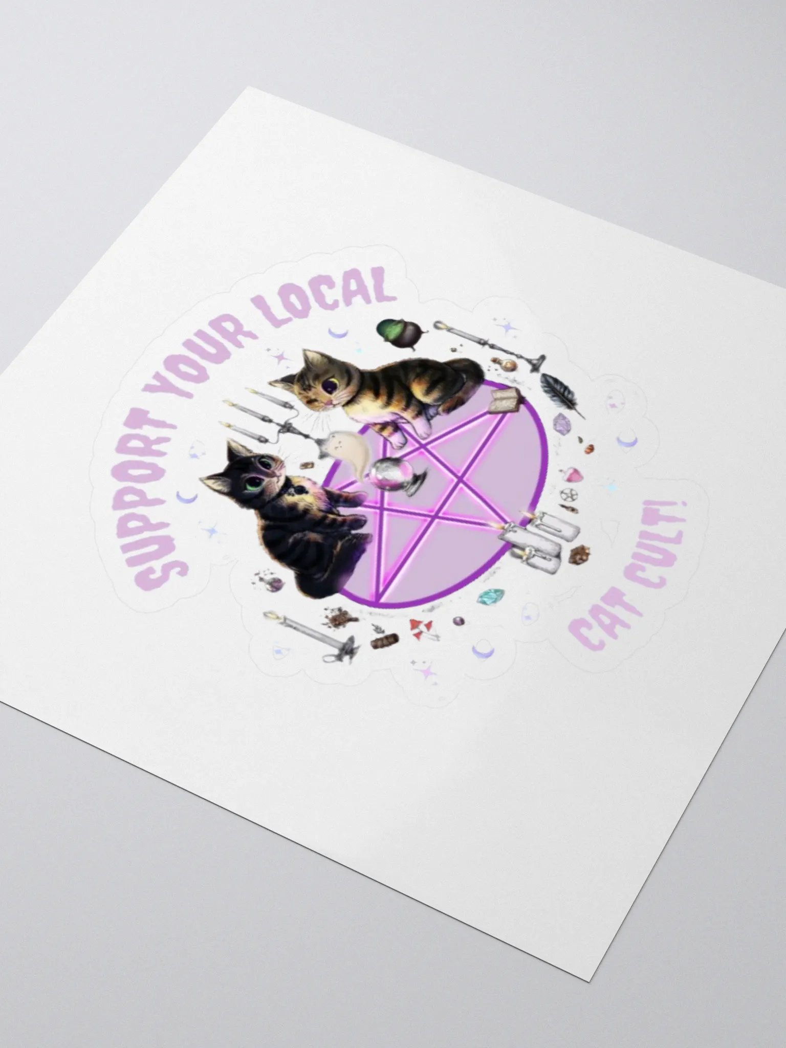 Support your local cat cult sticker! product image (3)