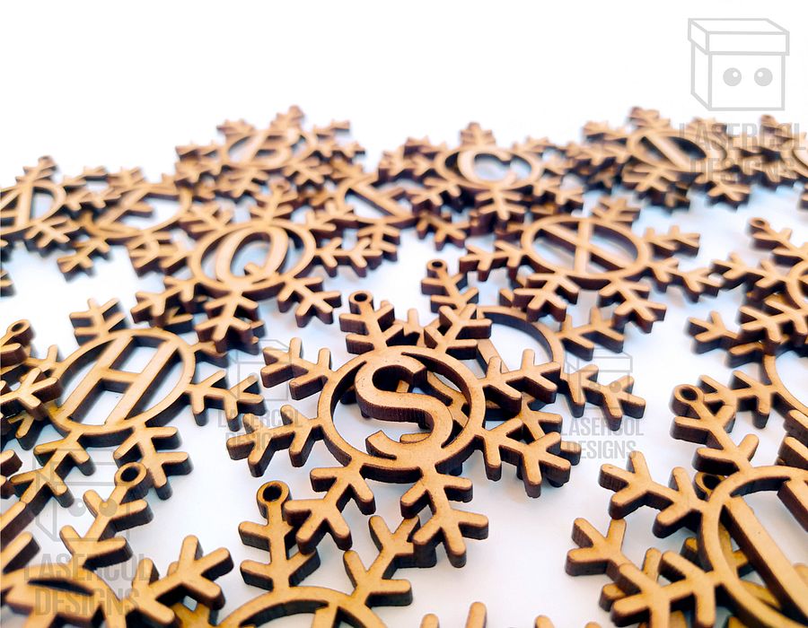 Monogram Snowflake Christmas Ornament - Laser Cut Files product image (4)
