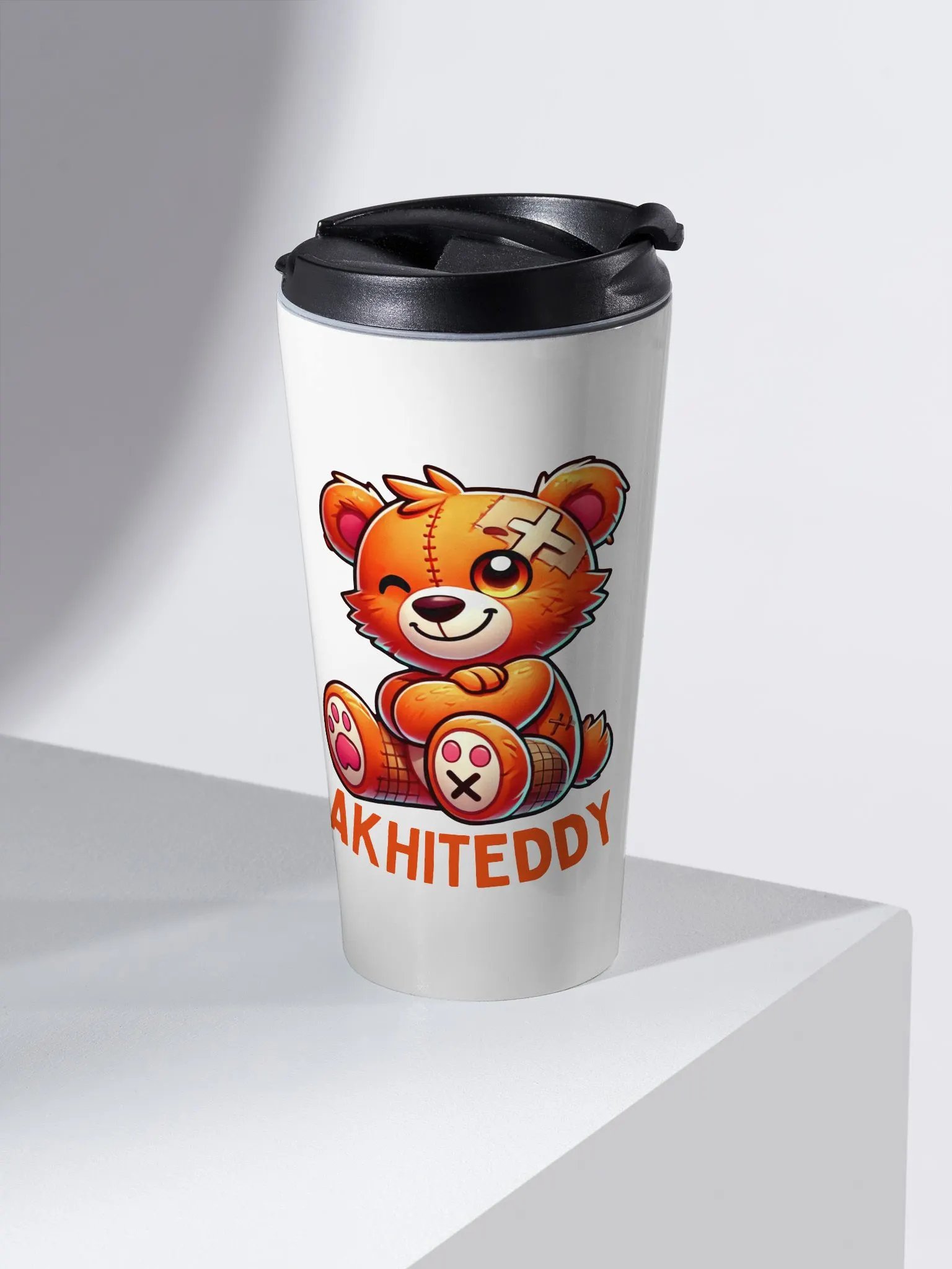Winking Patchwork Teddy Stainless Steel Travel Mug product image (2)
