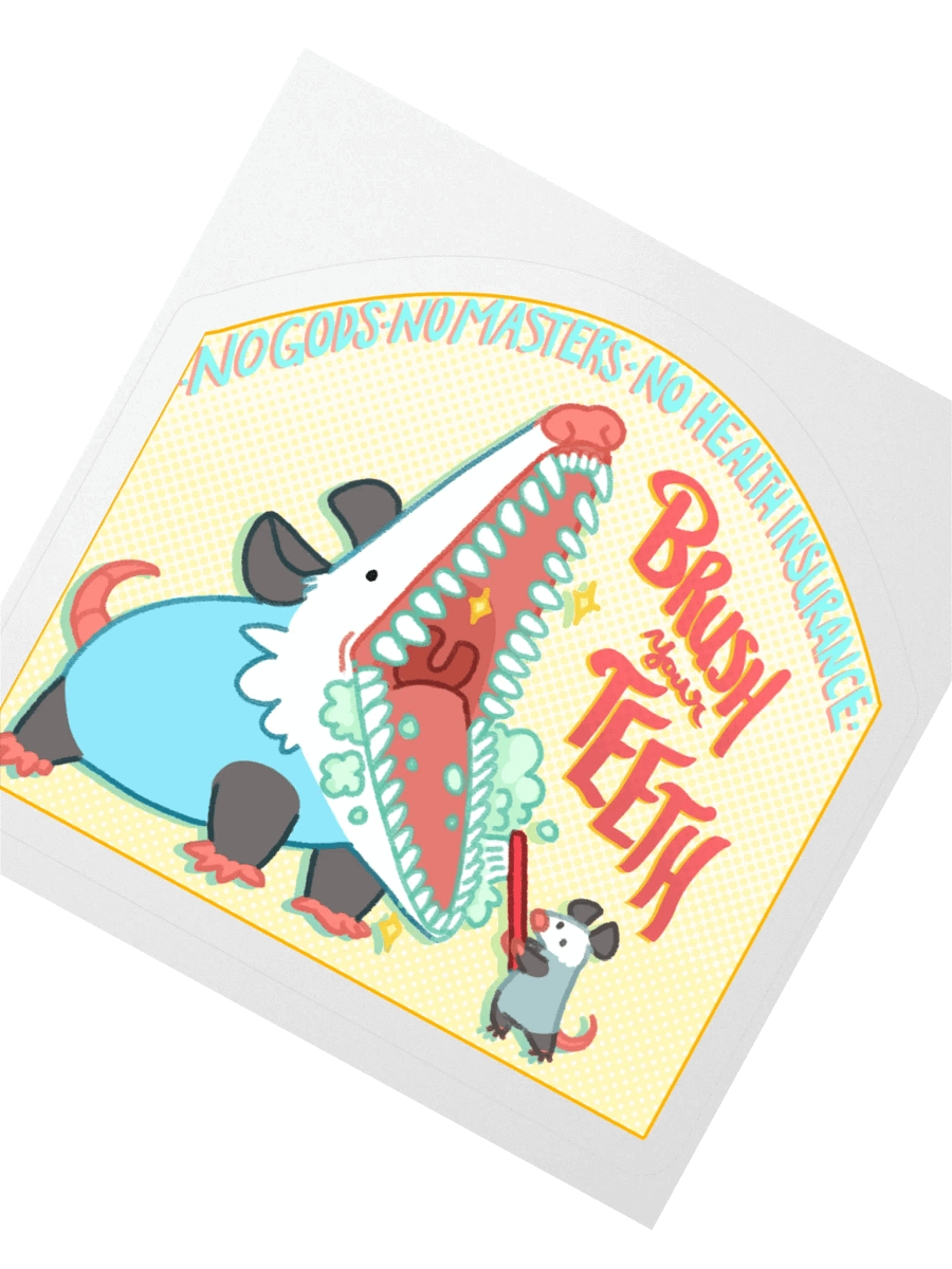 Brush your teeth possum sticker product image (4)