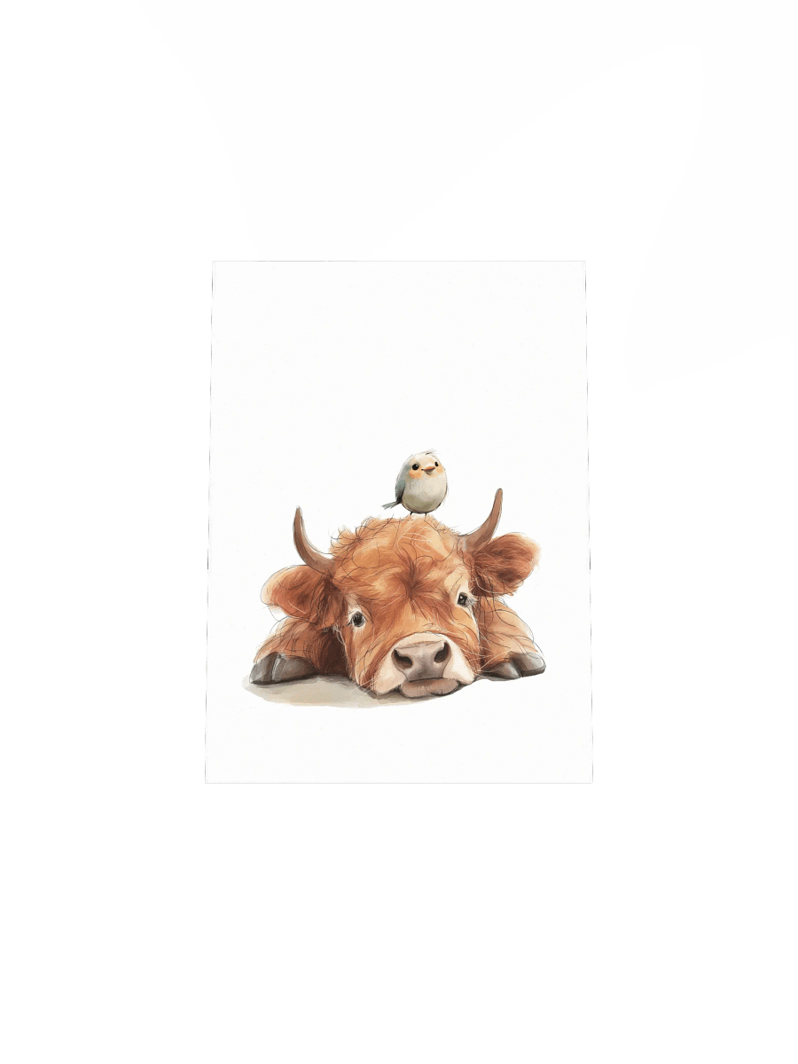 Highland Cow and Little Bird Nursery Print product image (4)