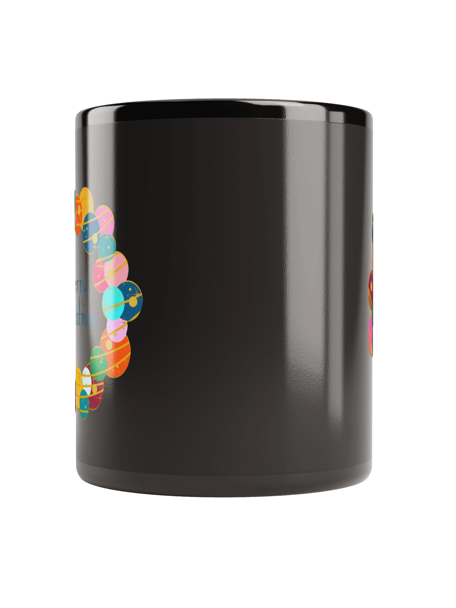 Retro Merry Christmas Wreath – Black Mug product image (6)