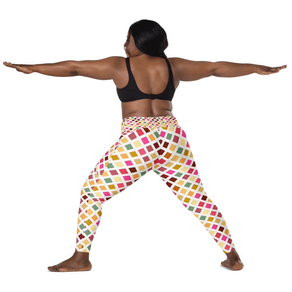 Colorful Square Pattern Design Leggings with Pocket - v9 product image (4)