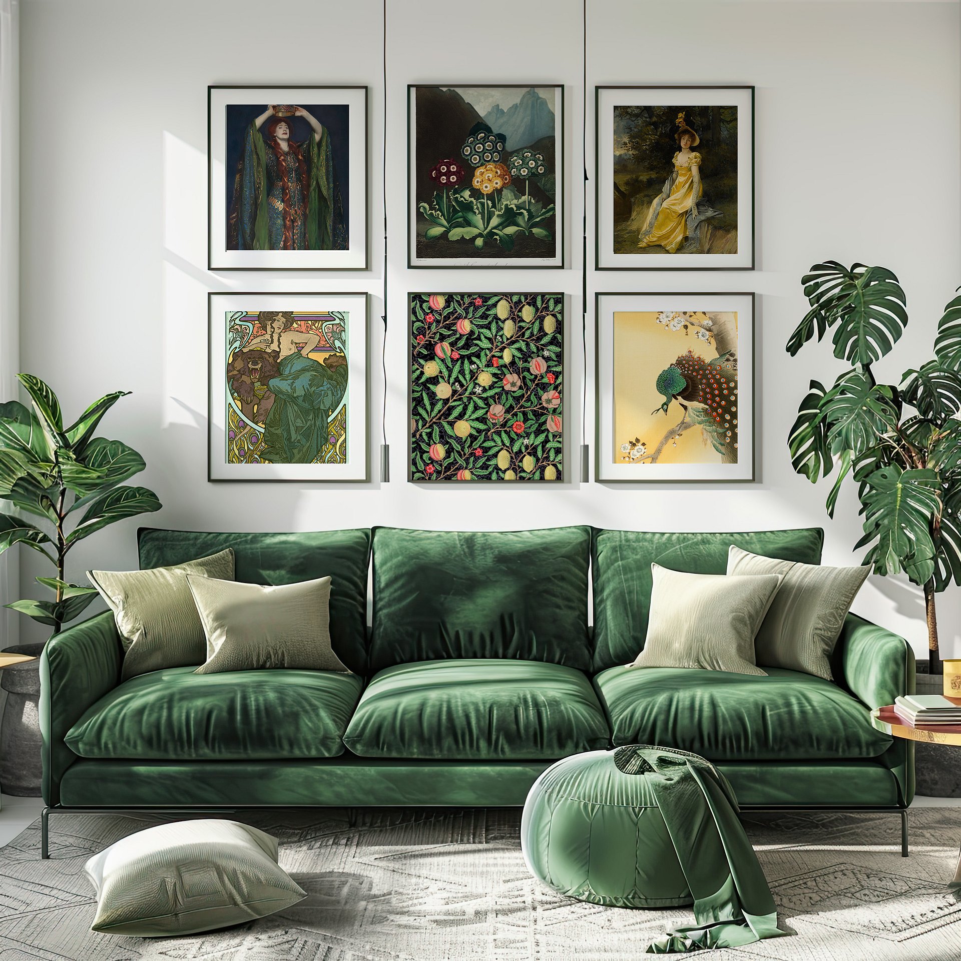 Yellow& Emerald Green Vintage Gallery Wall Set of 9 DIGITAL Prints product image (3)