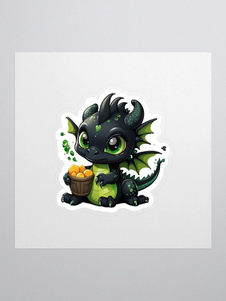 Cute Black and Green Baby Dragon V.3 Sticker product image (1)