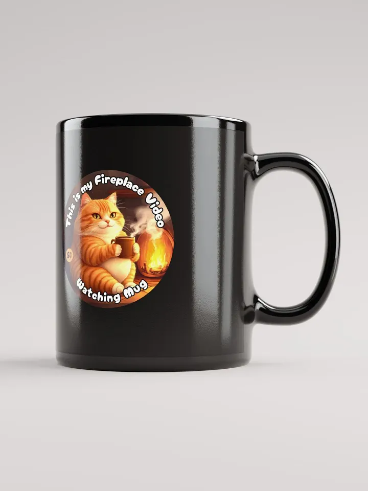 Cozy Cat - This is my Fireplace Watching Mug | Black Glossy Mug product image (1)