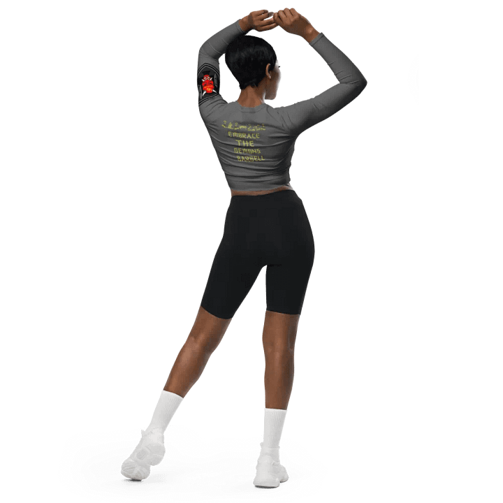 women oni crop top long sleeve (GRAY) product image (2)