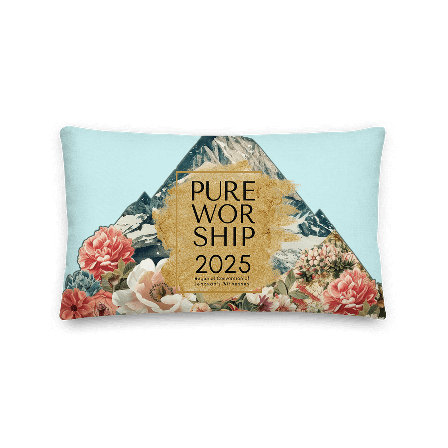 2025 "Pure Worship" Floral Mountain Sky Blue Pillow product image (1)
