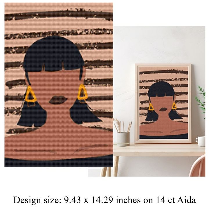 Elegant Minimalist Woman in Black | Printable Cross Stitch Pattern product image (1)