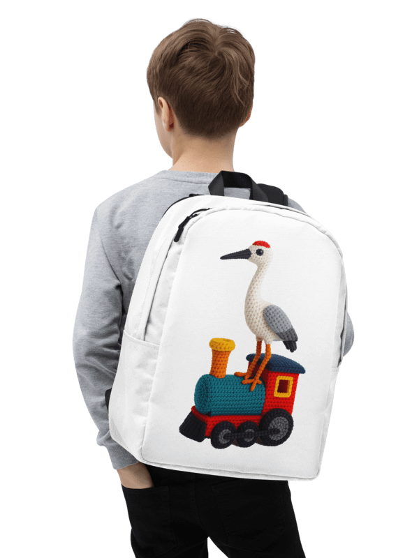 Crane on a Train Backpack: Whimsical Handcrafted Crochet Art product image (3)