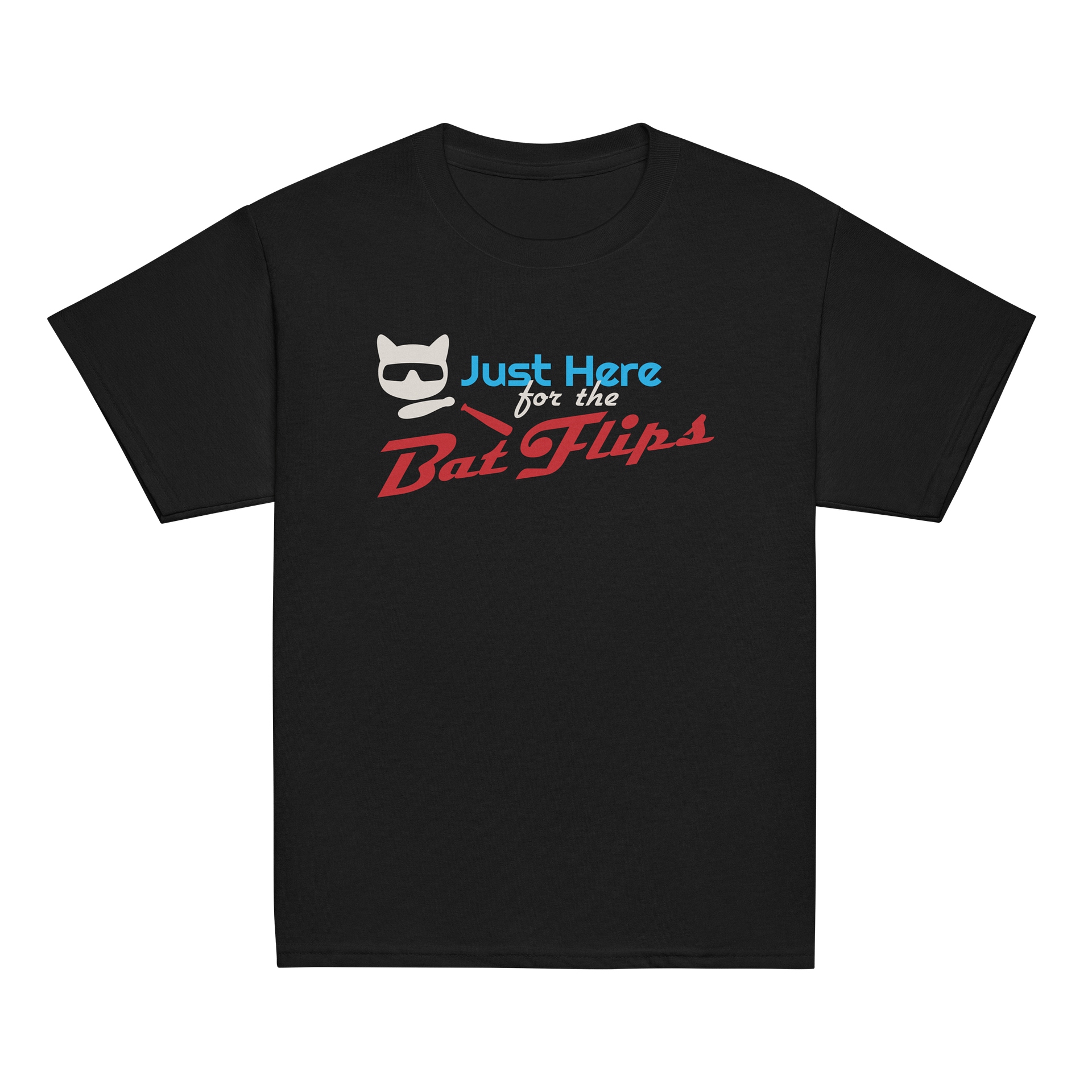 Baseball Cat (Just Here for The Bat Flips) - Unisex Youth Heavyweight T-shirt product image (2)
