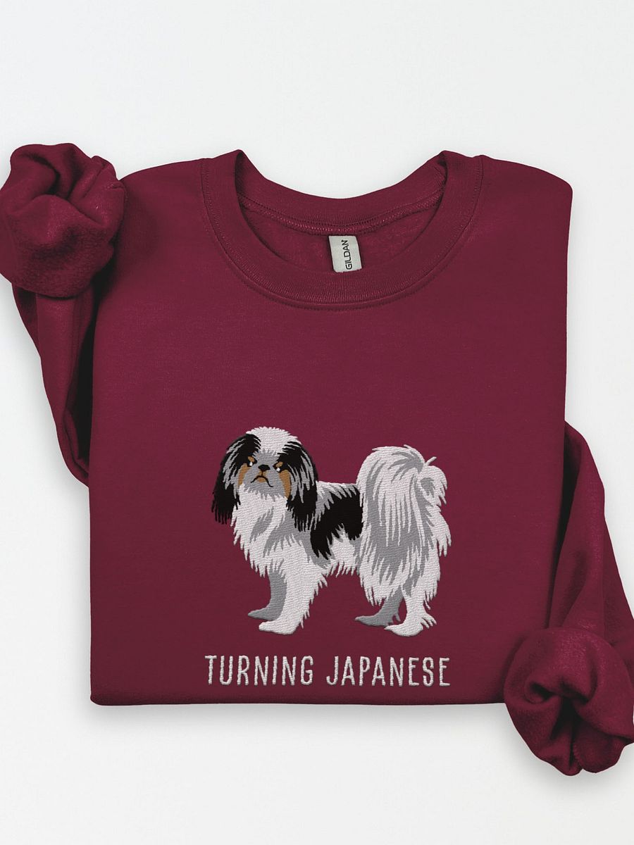 Turning Japanese Sweatshirt (Embroidered) of a Japanese Chin(Tricolor) product image (1)