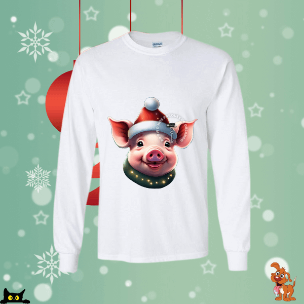 Christmas Pig 🐽 T-Shirt Long Sleeve product image (1)