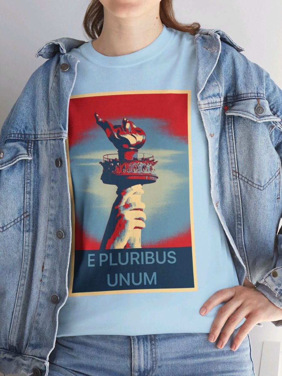 E Pluribus Unum 100% Cotton Patriotic T-Shirt Nonpartisan Blue product image (1)