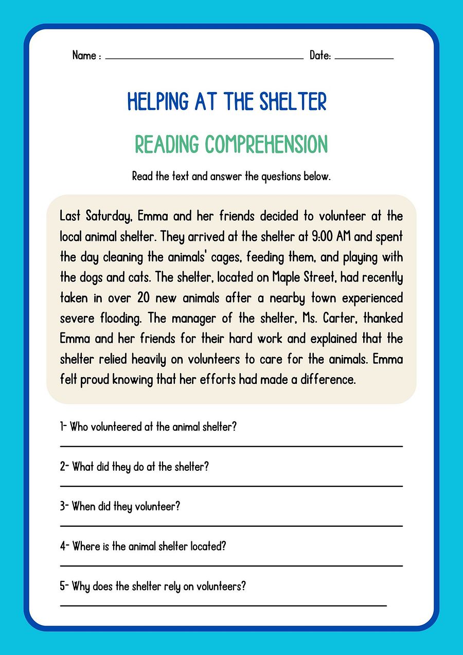 Who what when where why comprehension Worksheet product image (1)