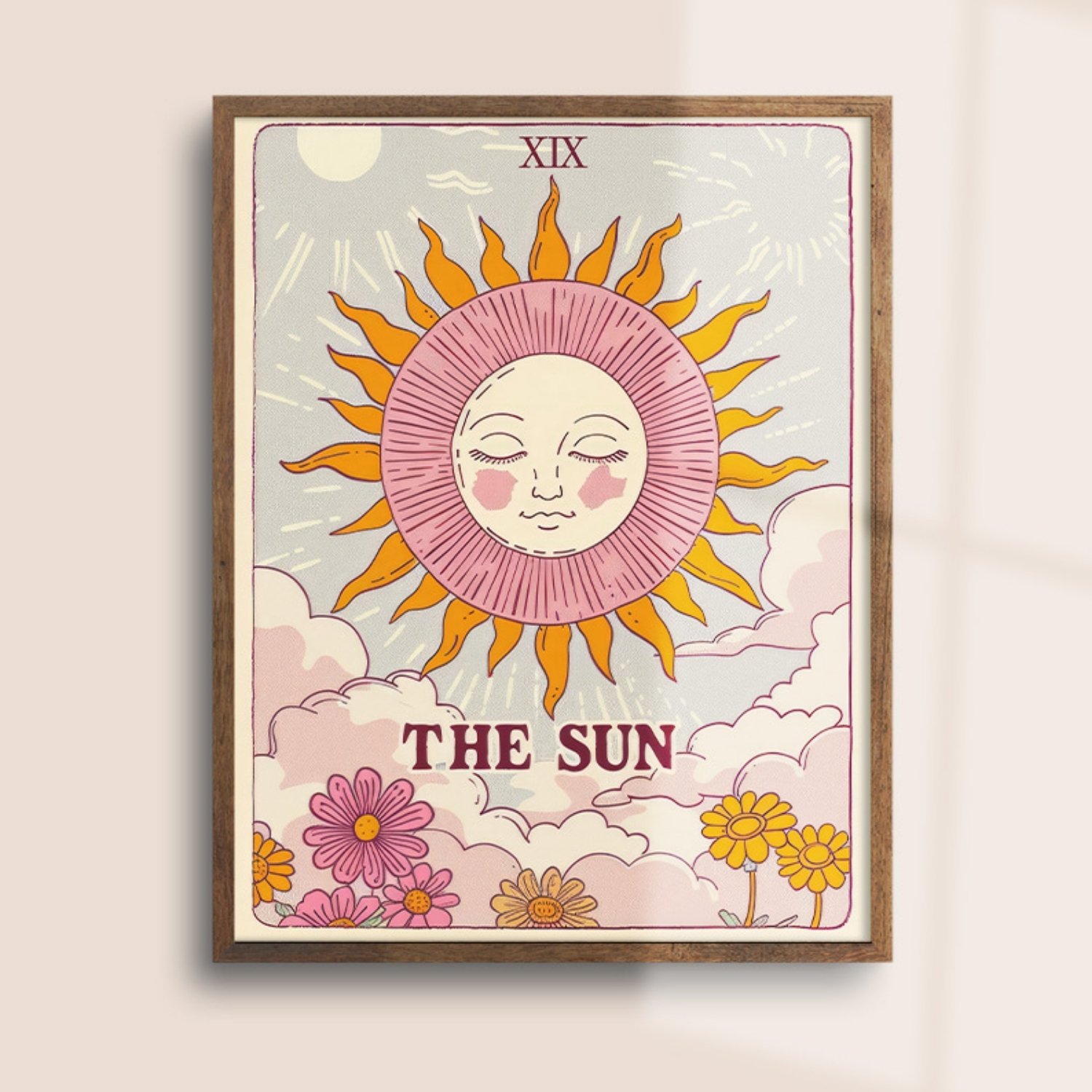 The Sun Tarot Card in Pastel Colors Retro Art Print product image (24)