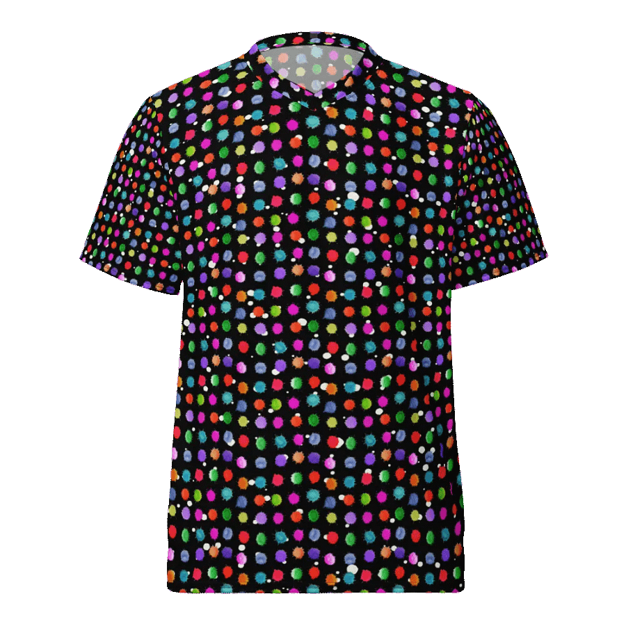 Ladies all over print t shirt black with watercolor dots design. Ideal for casual as well as evening wear product image (3)