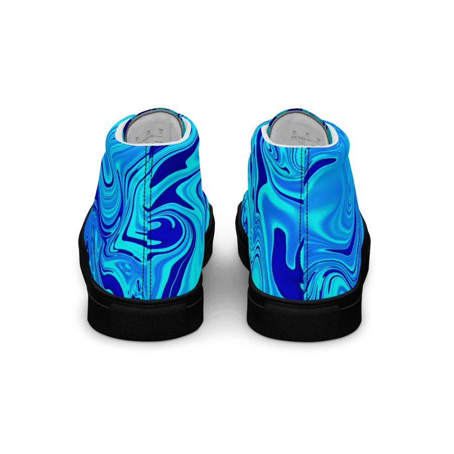 Men's High Top Canvas Shoes - Light and Dark Blue Digital Fluid Art product image (4)