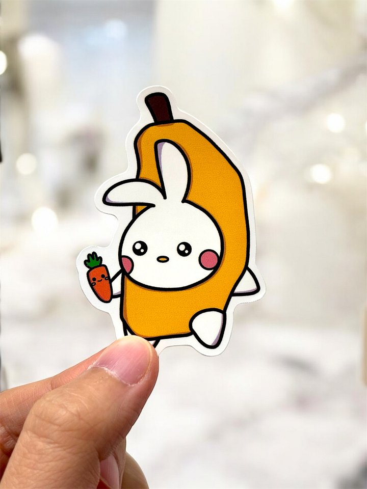 Cute Banana Bunny Meme Vinyl Sticker product image (1)