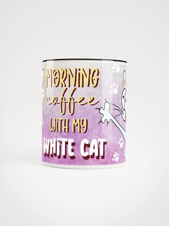 Morning Coffee With My White Cat Accent Mug product image (2)