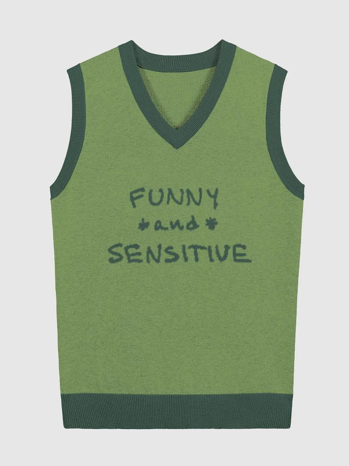 FUNNY *and* SENSITIVE (lg. design, duotone green) knitwear vest product image (1)