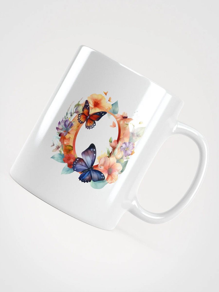 Letter O Monogram Floral Fantasy White Glossy Mug product image (11)