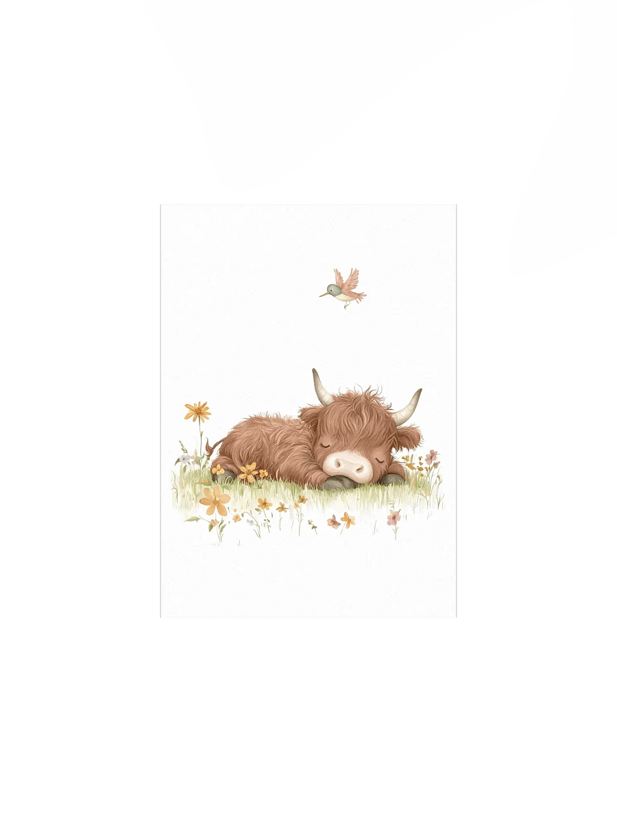 Sleeping Highland Cow Farmhouse Nursery Print product image (2)