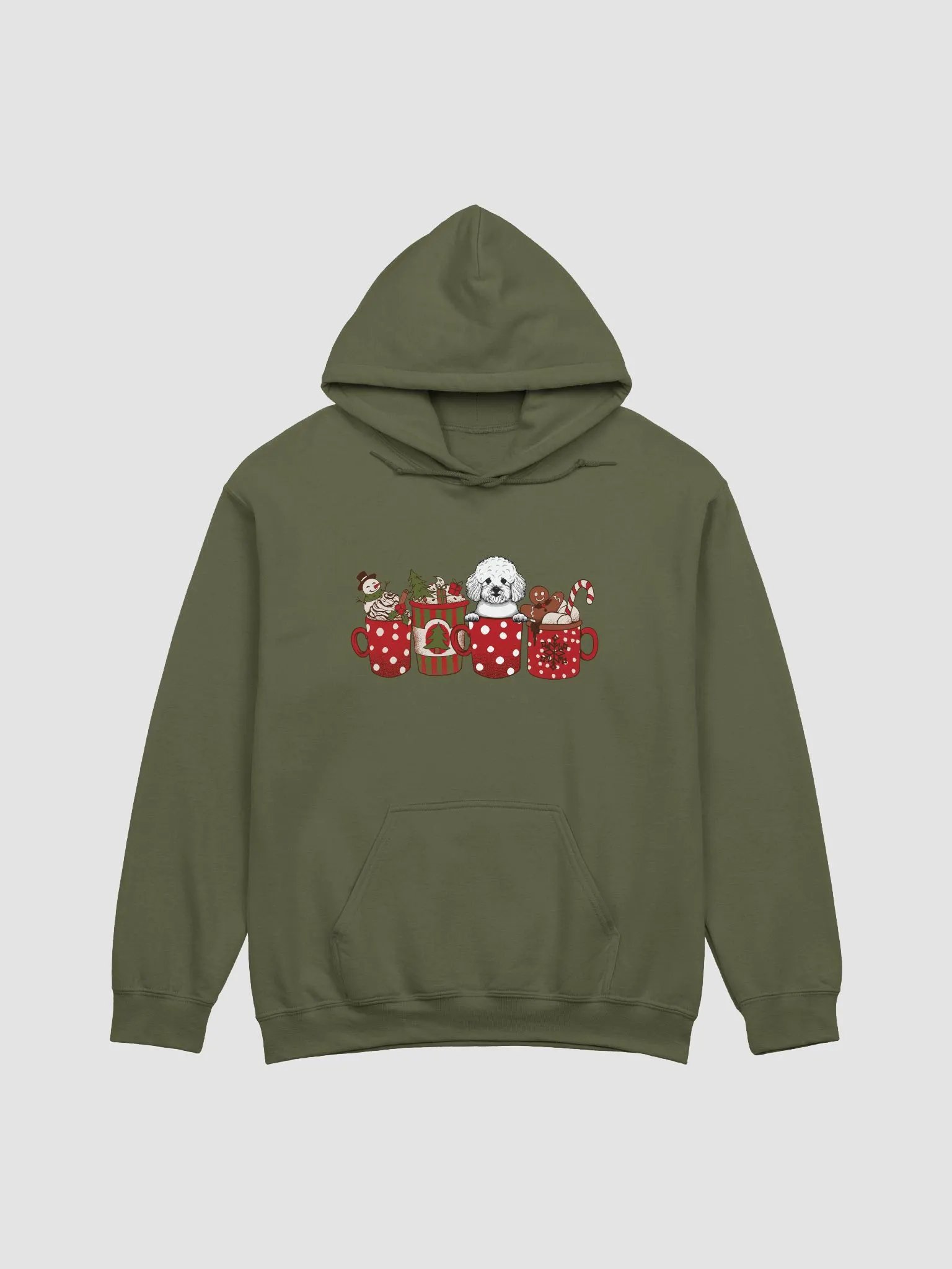 Cute Bichon Frise(2) in a Christmas Cup Hooded Sweatshirt | Funny Christmas Pup in a Cup product image (14)